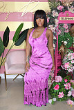 Casual Tie-Dye Printed Round Neck Sleeveless Maxi Dress YS-8533