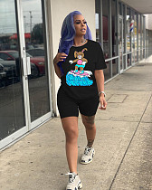 Cartoon Print Round Neck Short Sleeve Two-piece Set YS-8528
