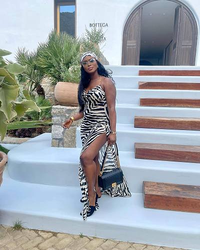 Backless Printed Spaghetti Strap Maxi Dresses BGN-262