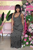 Casual Tie-Dye Printed Round Neck Sleeveless Maxi Dress YS-8533