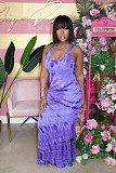 Casual Tie-Dye Printed Round Neck Sleeveless Maxi Dress YS-8533