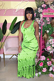 Casual Tie-Dye Printed Round Neck Sleeveless Maxi Dress YS-8533