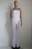 Solid Color Strapless Mesh See-through Spliced Jumpsuit YS-8804