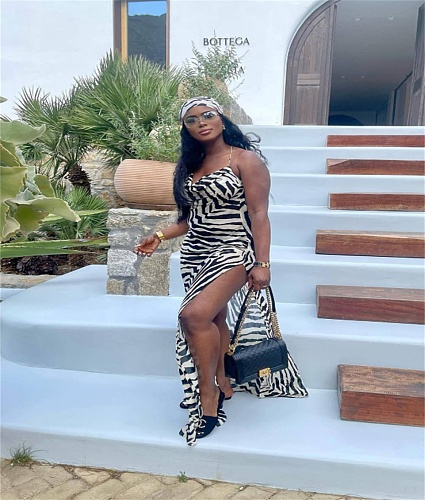 Backless Printed Spaghetti Strap Maxi Dresses BGN-262