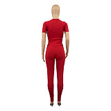 Solid Short Sleeve T Shirt Skinny Pants Outfit ANDI-1502