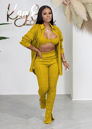 Streetwear Knitted Autumn Outfits 3 Piece Pants Set AIL-231