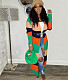 Color Block Long Sleeve Open Front Knitted Sweater Cardigan TR-1231