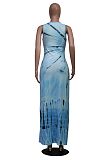 Casual Tie-Dye Printed Round Neck Sleeveless Maxi Dress YS-8533