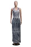 Casual Tie-Dye Printed Round Neck Sleeveless Maxi Dress YS-8533