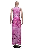 Casual Tie-Dye Printed Round Neck Sleeveless Maxi Dress YS-8533
