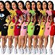 Casual Eyes Lips Sequins Round Neck Short Sleeve Set YS-8329