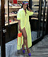 Loose Lapel Half Sleeve Single Breasted Shirt Dress SH-390404
