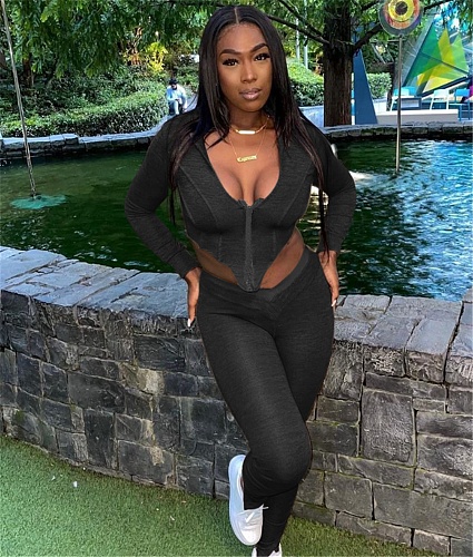 Hooded Crop Tops Sporty Leggings Matching Set LSD-87644