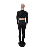Hooded Crop Tops Sporty Leggings Matching Set LSD-87644