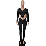 Hooded Crop Tops Sporty Leggings Matching Set LSD-87644