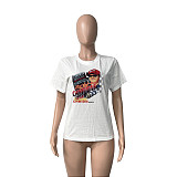 Cotton Pattern Print Short Sleeve O Neck T Shirt HGL-1910