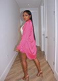 Satin Loose Long Sleeve Shirt and Shorts Two Piece Set YB-60181