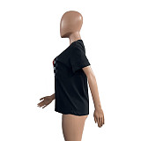 Cotton Pattern Print Short Sleeve O Neck T Shirt HGL-1910
