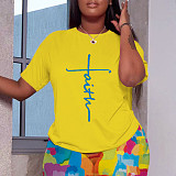 Simple Short Sleeve Tee Shirt Biker Shorts Jogger Suit ZAND-31218