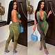 Halter Backless Printed Mesh Bodycon Clubwear Jumpsuit NY-7251