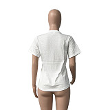Cotton Pattern Print Short Sleeve O Neck T Shirt HGL-1910