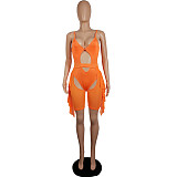 Hollow Out Bodysuit+Mesh Ruffle Shorts 2 Piece Sets MIL-210