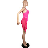 Hollow Out Bodysuit+Mesh Ruffle Shorts 2 Piece Sets MIL-210