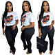 Cotton Pattern Print Short Sleeve O Neck T Shirt HGL-1910