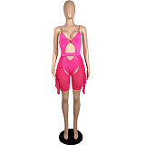 Hollow Out Bodysuit+Mesh Ruffle Shorts 2 Piece Sets MIL-210