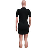 Casual Letter Print O Neck Short Sleeve Mini Dress SH-390375