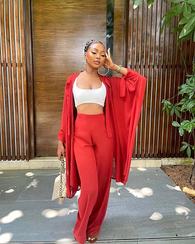 Loose Long Sleeve Shirt And Wide Leg Pants Two Piece Set JP-1077