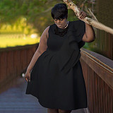 2024 Elegant Ladies Round Collar Flounced Plus Size Dress NNWY-3039
