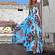 Fashion Printed Women's Split V-neck Straps Maxi Dressed YF-5092