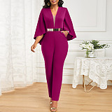2024 Elegant Ladies V-neck Batwing Sleeve Long Jumpsuit YF-5088