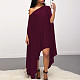 Sexy Solid Color Skew Collar Batwing Sleeve Midi Dress YF-5078