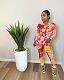 Women Fashion Print Long Sleeve Blouse Shirt Casual Skinny Pants Autumn Office Lady Two Piece Set CY-7017