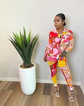 Women Fashion Print Long Sleeve Blouse Shirt Casual Skinny Pants Autumn Office Lady Two Piece Set CY-7017 Women Fashion Print Long Sleeve Blouse Shirt Casual Skinny Pants Autumn Office Lady Two Piece Set CY-7017