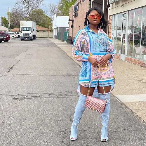 Casual Streetwear Women Long Sleeve Turn Down Collar Button Up Spring Shirt Mini Dress CY-2493