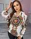 New Vintage Print Casual Long Sleeve Button Turn Down Collar Women Blouse Shirts CY-2490