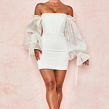 Sexy Off Shoulder Strapless Lantern Sleeves Mini Club Dress MS-1521