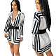 Stripe Print Long Sleeve Button Down Shirt Tops CY-2533