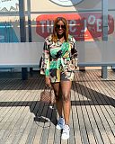 Floral Print Long Sleeve Single Breasted Shirt Shorts Set CY-7044