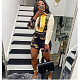 Summer Fashion Women Temperament Printed Long Sleeve Shirt Skinny Shorts Two-Piece Set CY-7011