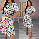 Letter Print Short Sleeve Single-Breasted Shirt Midi Dress CY-2525