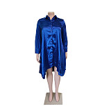 Elegant Ladies Irregular Silk Plus Size Blouse Dresses GT-9977