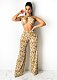 Women Sexy Printed Sleeveless Cross Wrap Halter Crop Tops Losse Wide Leg Pants Summer Two Piece Set CY-7007