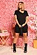 Women Solid Color V Neck Short Sleeve Side Split Loose Long T Shirt Top Shorts Casual Two Piece Set CY-2473