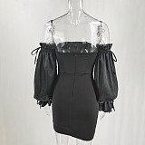 Sexy Off Shoulder Strapless Lantern Sleeves Mini Club Dress MS-1521