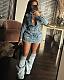 Women's Turn-down Collar Multi-pocket Denim Mini Dress (with bottoms) NIYA-8150