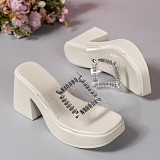 Fashion Sequins Diamond Slippers With Thick Soles High Heels RS-31231